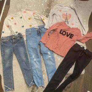 Zara skinny jeans, Joe's Jeans, and Gap denim leggings plus 3 tops
